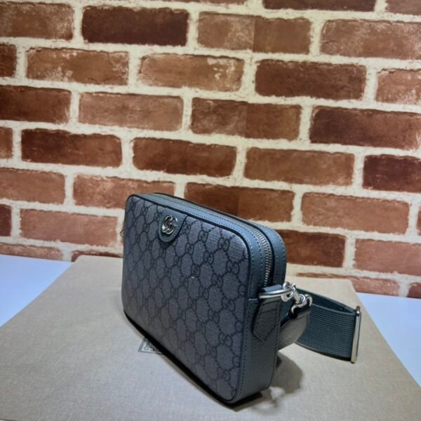Gucci GG Supreme Camera Crossbody Bag – Grey/Black Monogram PVC & Leather Trim