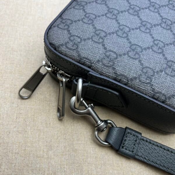 Gucci GG Supreme Camera Crossbody Bag – Grey/Black Monogram PVC & Leather Trim