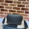Gucci GG Supreme Camera Crossbody Bag – Grey/Black Monogram PVC & Leather Trim