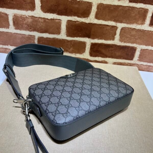 Gucci GG Supreme Camera Crossbody Bag – Grey/Black Monogram PVC & Leather Trim