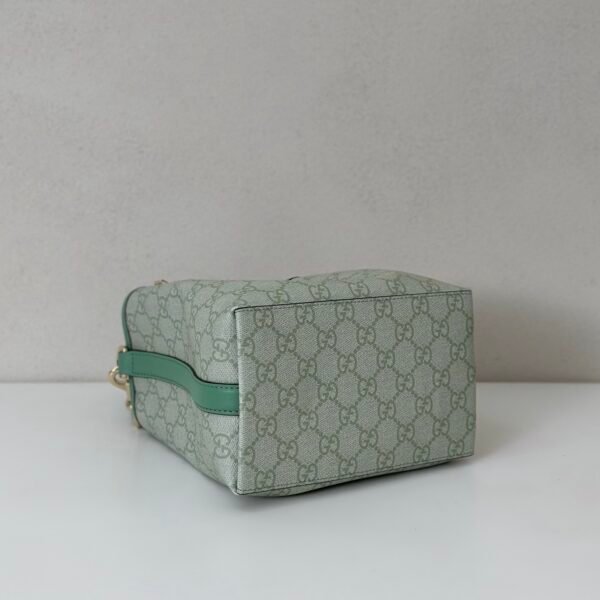 i1742362976102_3101_0_3 Gucci GG Emblem Small Tote Bag 815118 – GG Monogram Canvas Green Leather Trim