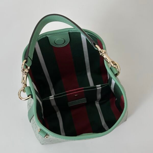 i1742362976934_1470_0_5 Gucci GG Emblem Small Tote Bag 815118 – GG Monogram Canvas Green Leather Trim