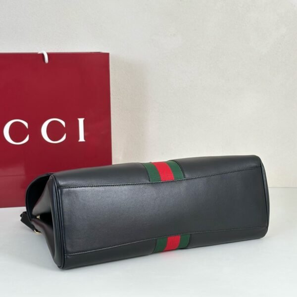 i1775721543318_8365_0_4 Gucci Paparazzo Large Top Handle Bag Black Leather Horsebit Web Stripe