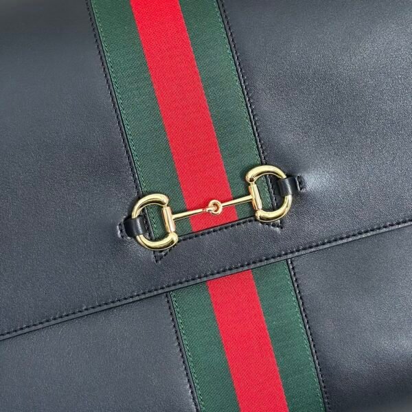 i1775721544222_6834_0_5 Gucci Paparazzo Large Top Handle Bag Black Leather Horsebit Web Stripe